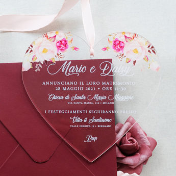 Partecipazione in plexiglass "Cuore"