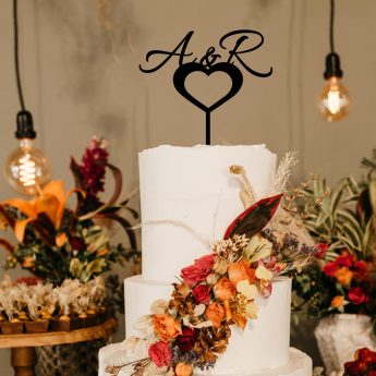 Cake topper Cuore con iniziali degli sposi