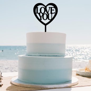 Cake topper "Love you" in cuore