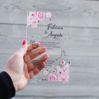 Partecipazione in plexiglass Rose Fleur