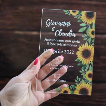 Partecipazione in plexiglass Girasole